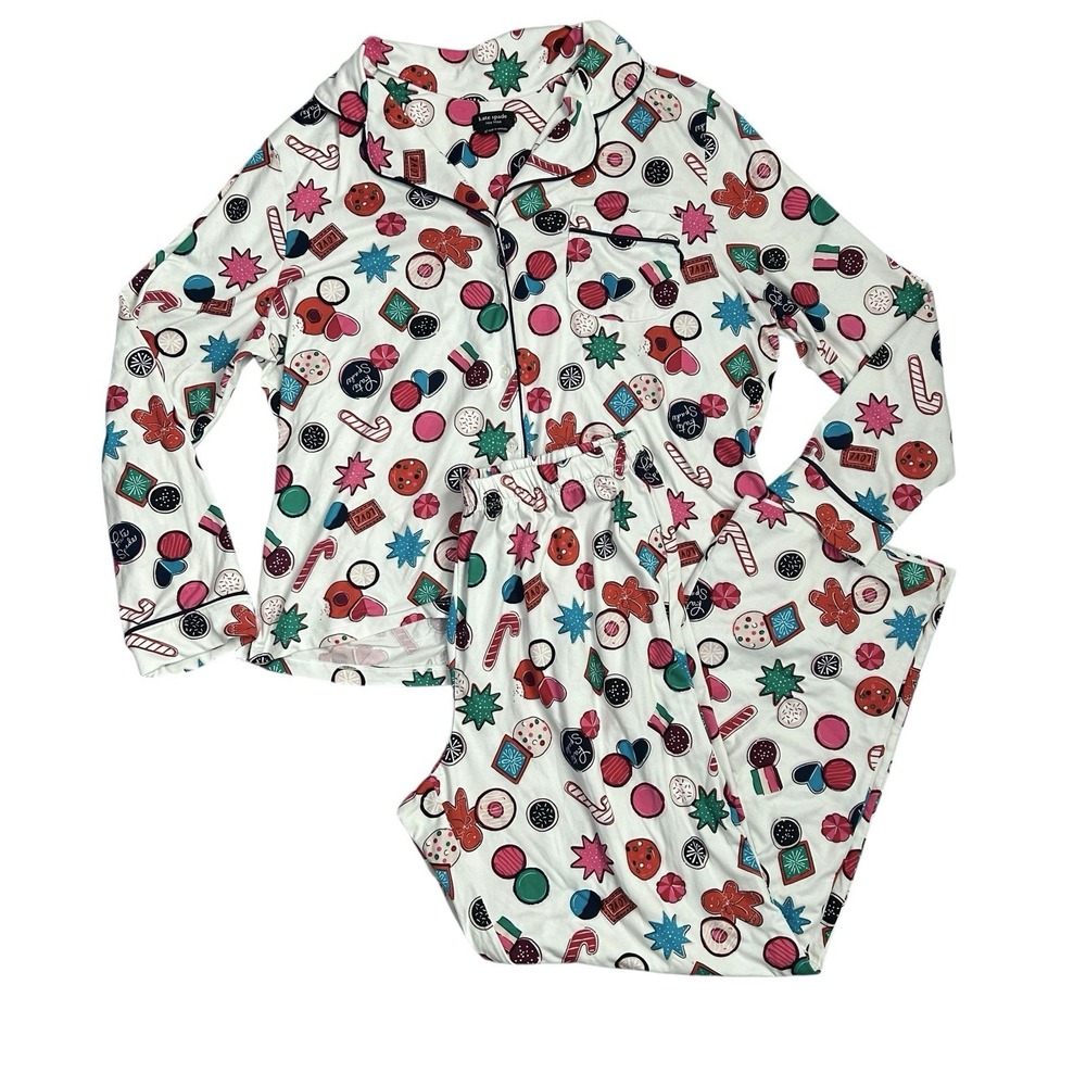 Kate Spade New York Womens Button Down Pajama Set Red‎ Multi Colored Size XL
